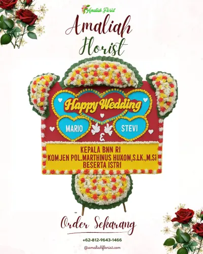 Karangan Papan Bunga Pernikahan di Kemuning